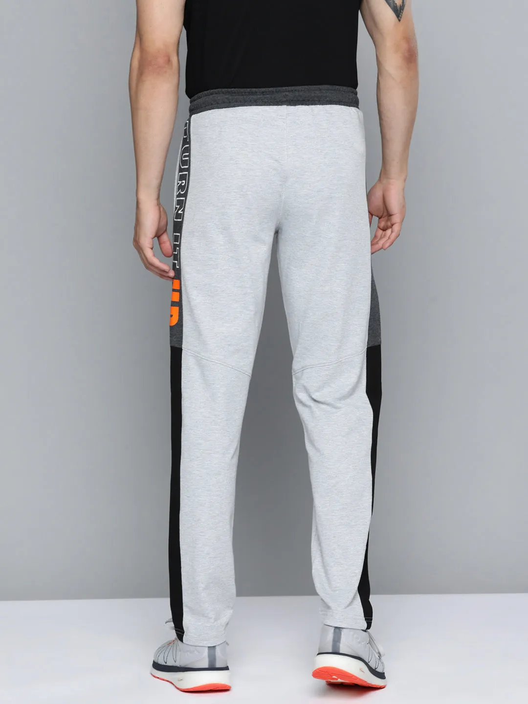 Wardrobe Essential Alcis Men Grey Melange Printed Track Pants