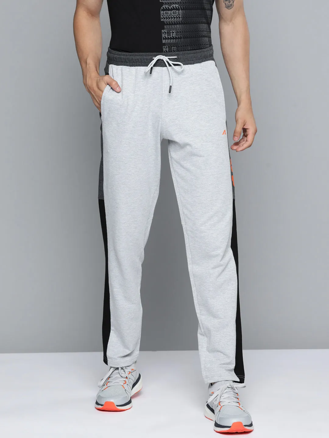 Polished Look Recycled fibers Alcis Men Grey Melange Printed Track Pants