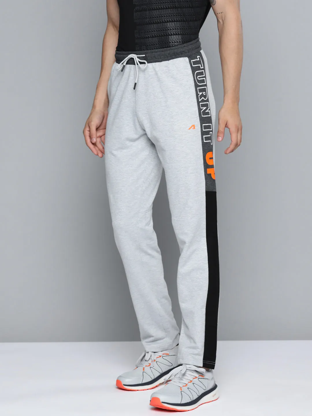 Alcis Men Grey Melange Printed Track Pants Feminine Fit