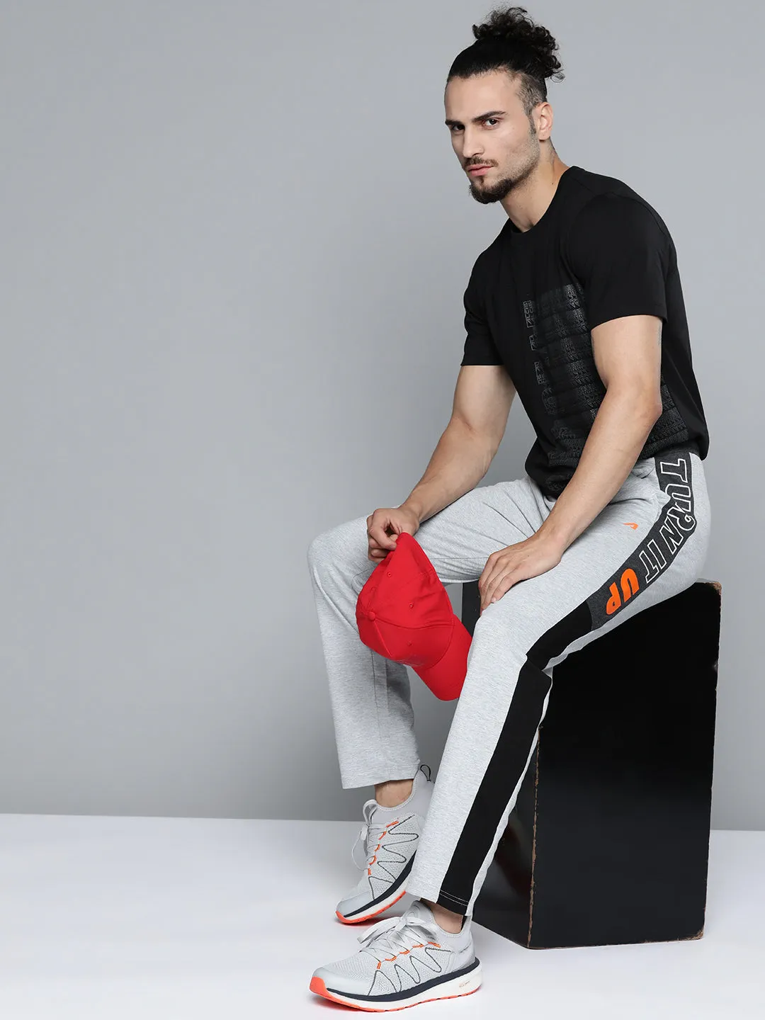 Zero Waste Manufacturing Alcis Men Grey Melange Printed Track Pants