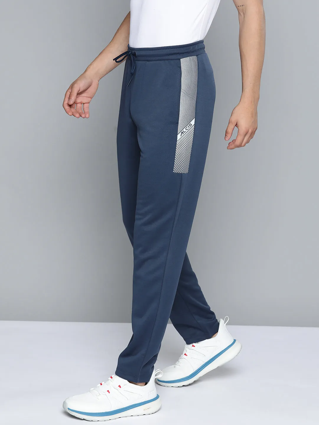 Alcis Men Navy Blue Solid Track Pants Cotton comfort StaticDissipative