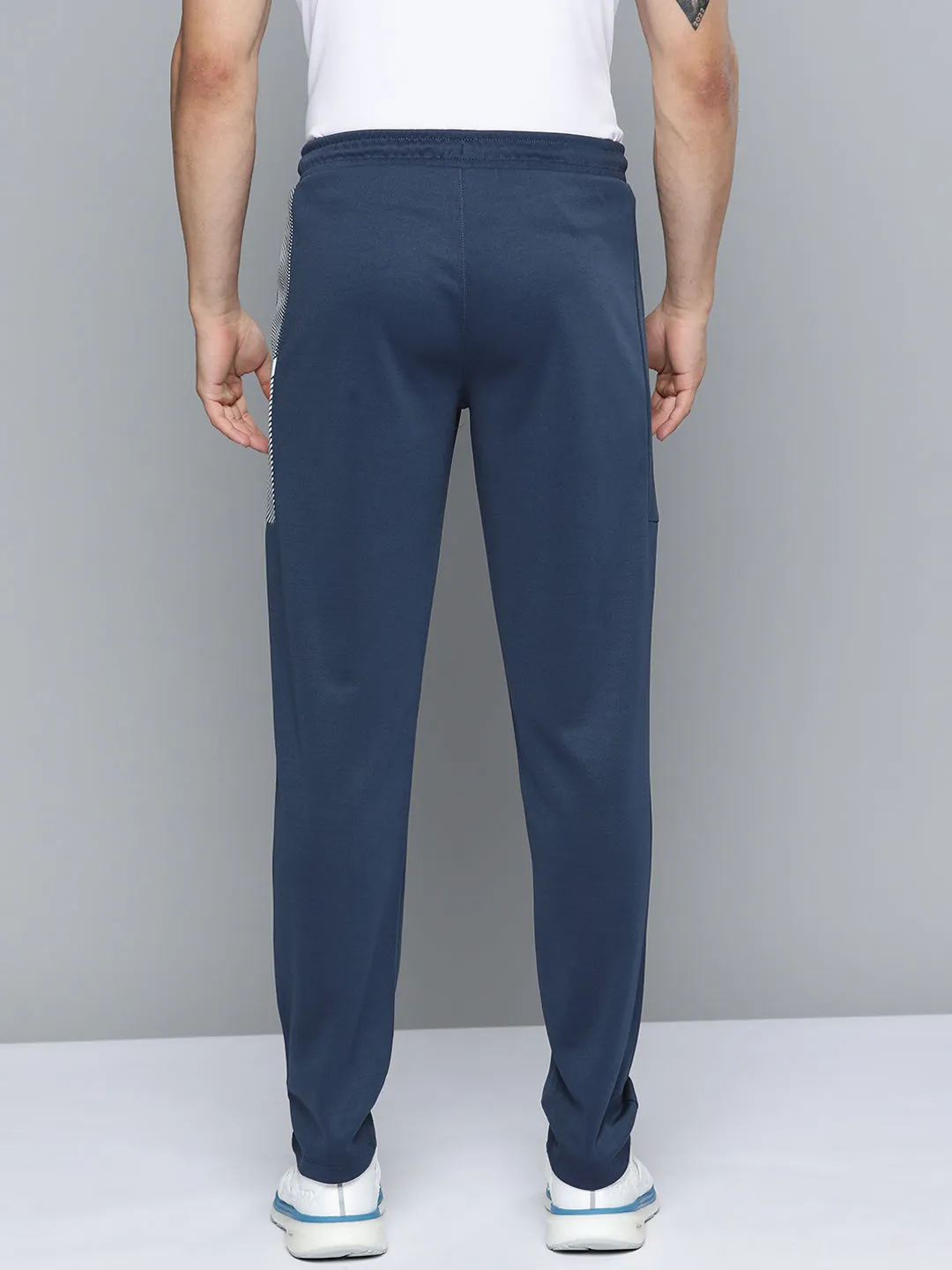 Alcis Men Navy Blue Solid Track Pants NonBindingWaistline Cropped hem