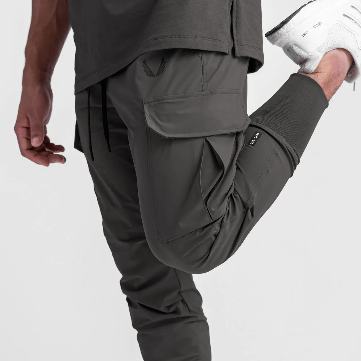 0437. Tetra-Lite? Cargo High Rib Jogger - Space Grey Soft Touch