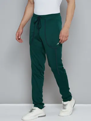 Alcis Men Green Solid Slim Fit Running Track Pants Polished Look Reinforced Seams