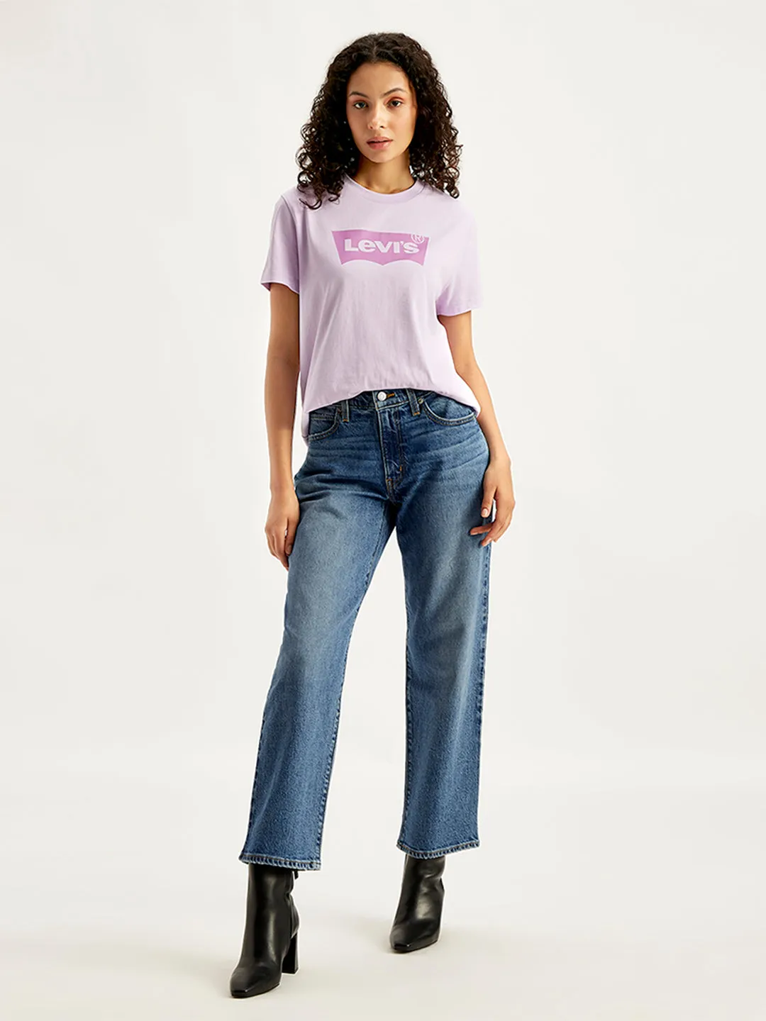 Stretch Fabric Women's 94 Blue Baggy Fit High Rise Jeans