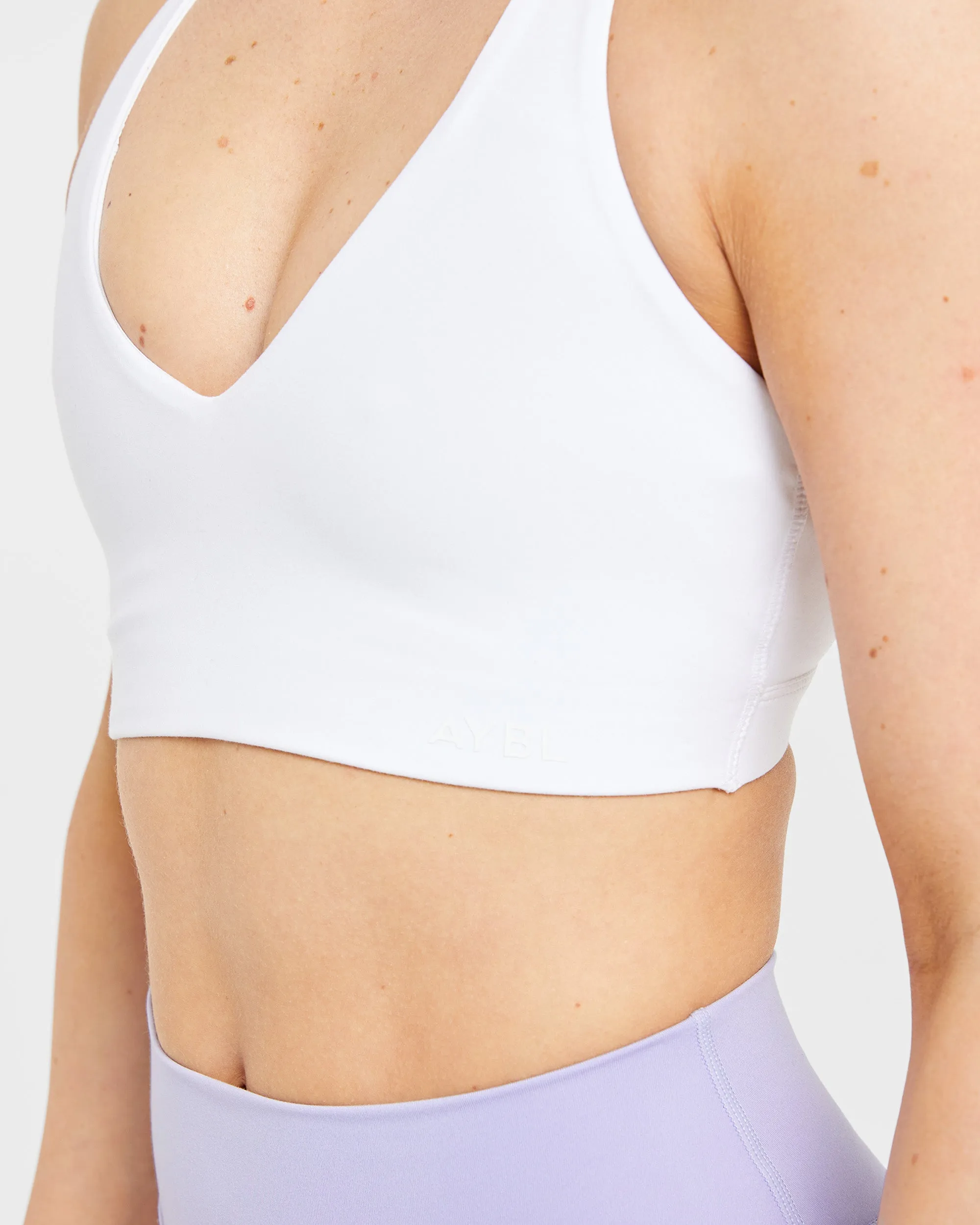 Comfortable Hold Square Neck Staple Sports Bra - White