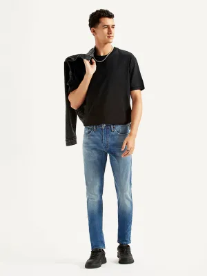 Men's Blue Skinny Tapered Fit Mid Rise Jeans Slim Vintage Lover
