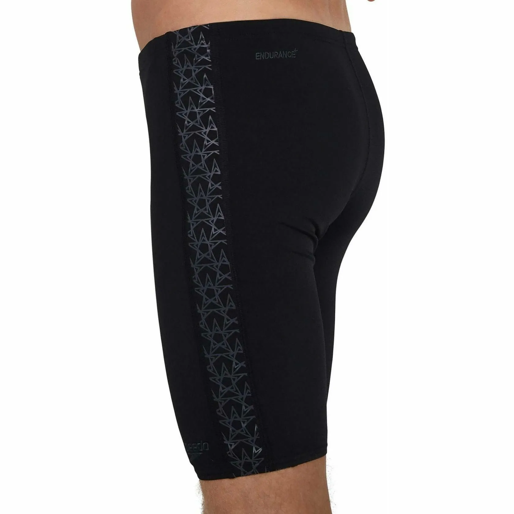 Speedo Boomstar Splice Mens Swim Jammer Shorts - Black Two-Tone Style Lightweight Mesh
