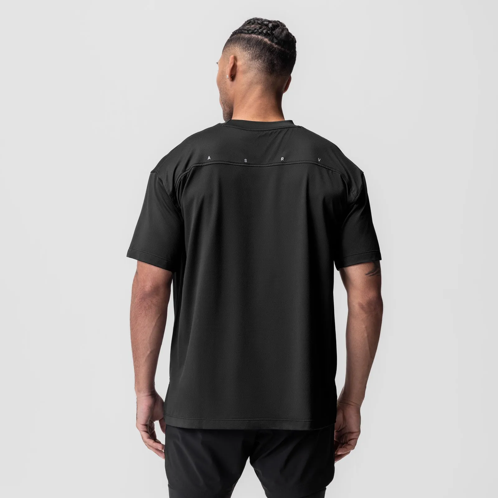Garment Washed Texture 0822. AeroSilver? Oversized Tee - Black "RP"