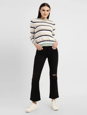 School Fit Women's 715 Black Flared Fit Mid Rise Jeans