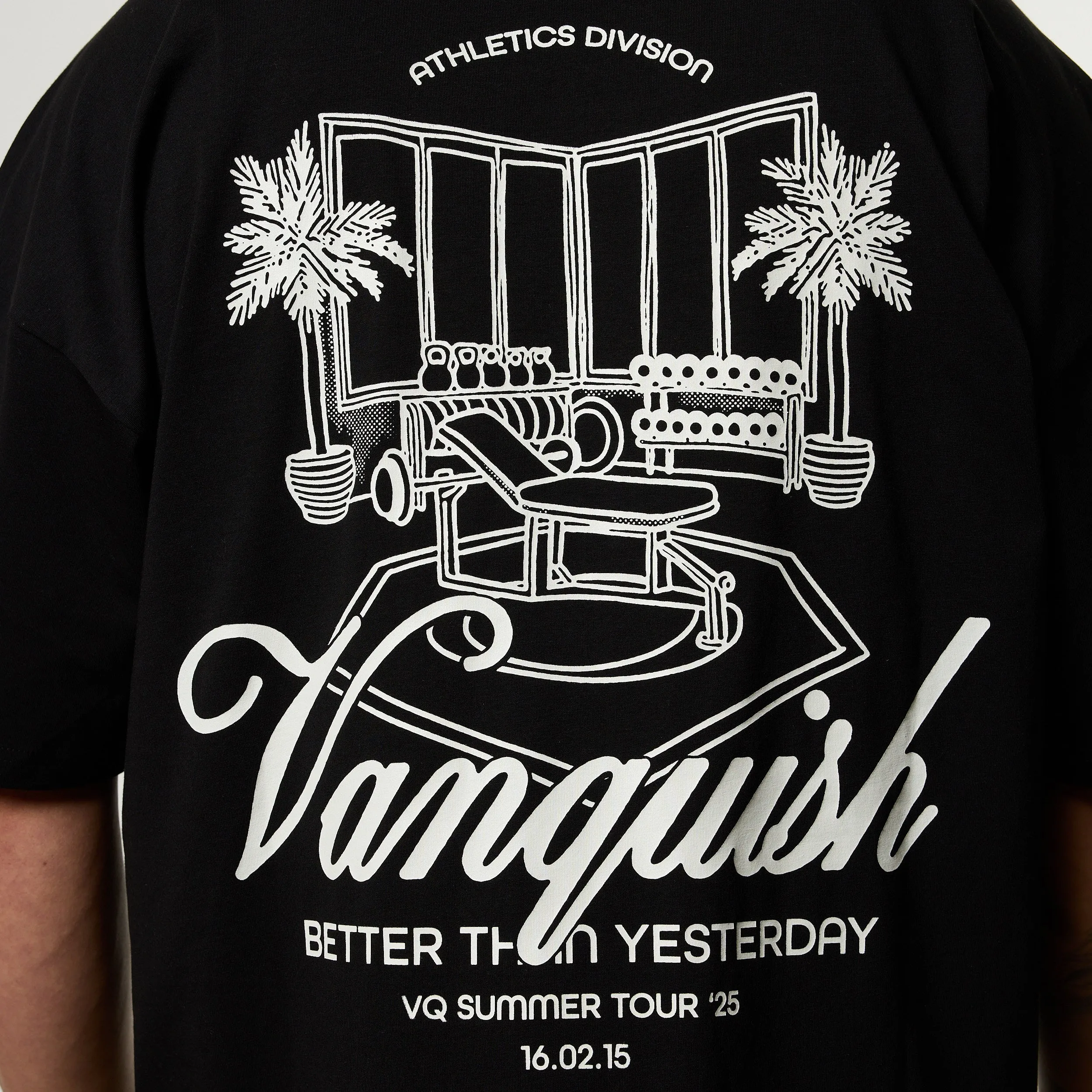 Yarn Dyed Stripes Vanquish Off Season Black Oversized Boxy T Shirt