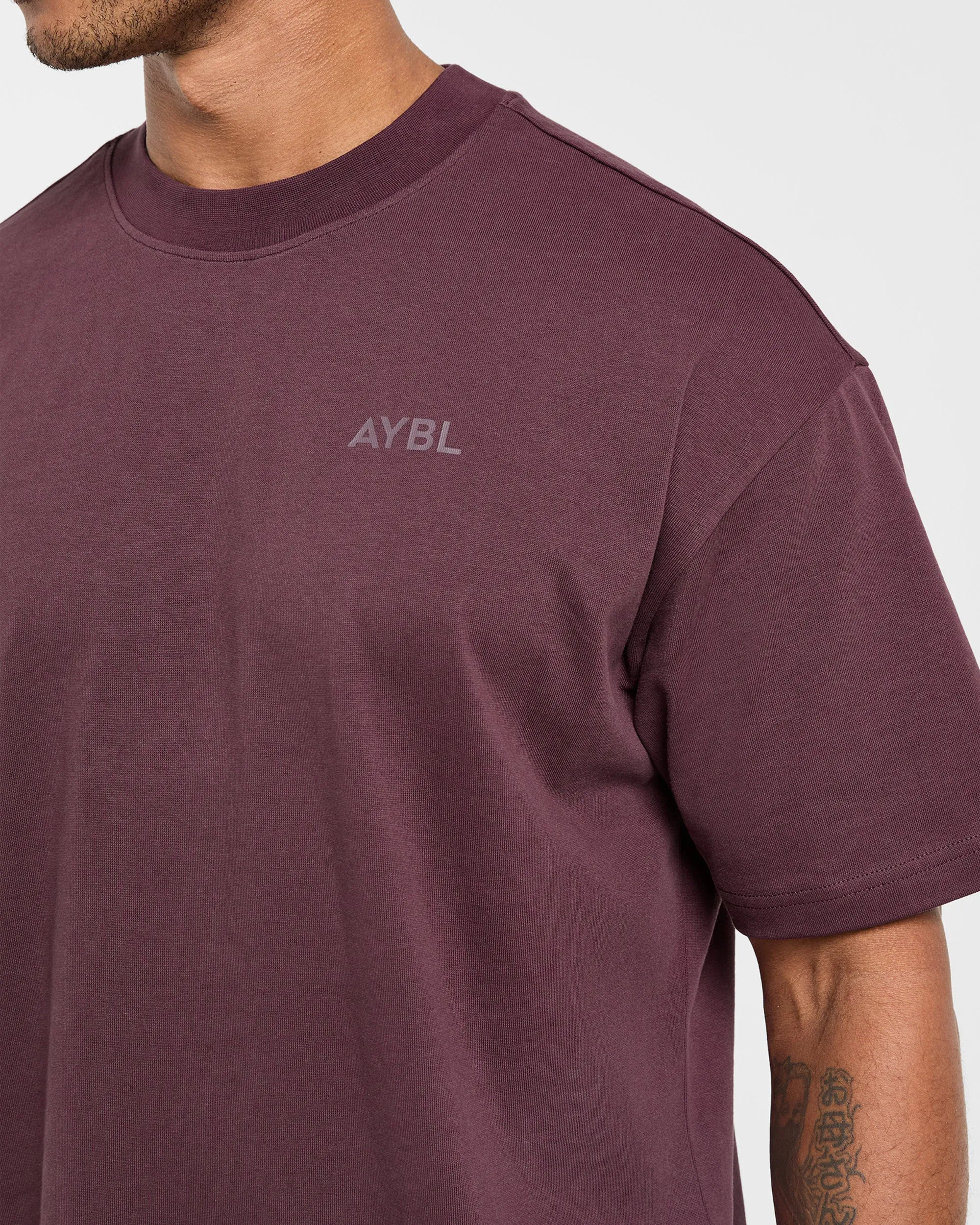 Essential Oversized T Shirt - Dusty Plum SoftenedTexturedWeave Soft Touch Fabric
