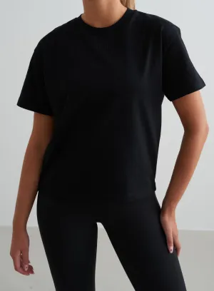 Black Boxy T-shirt BiodegradableMaterial Modern Twist