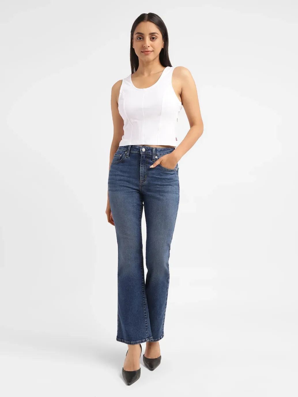 Rainy Day High Quality Women's 725 Blue Flared Fit Mid Rise Jeans