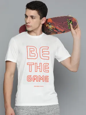 NonSlip Grips AntibacterialFinish Alcis Men White Typography Printed Slim Fit T-shirt