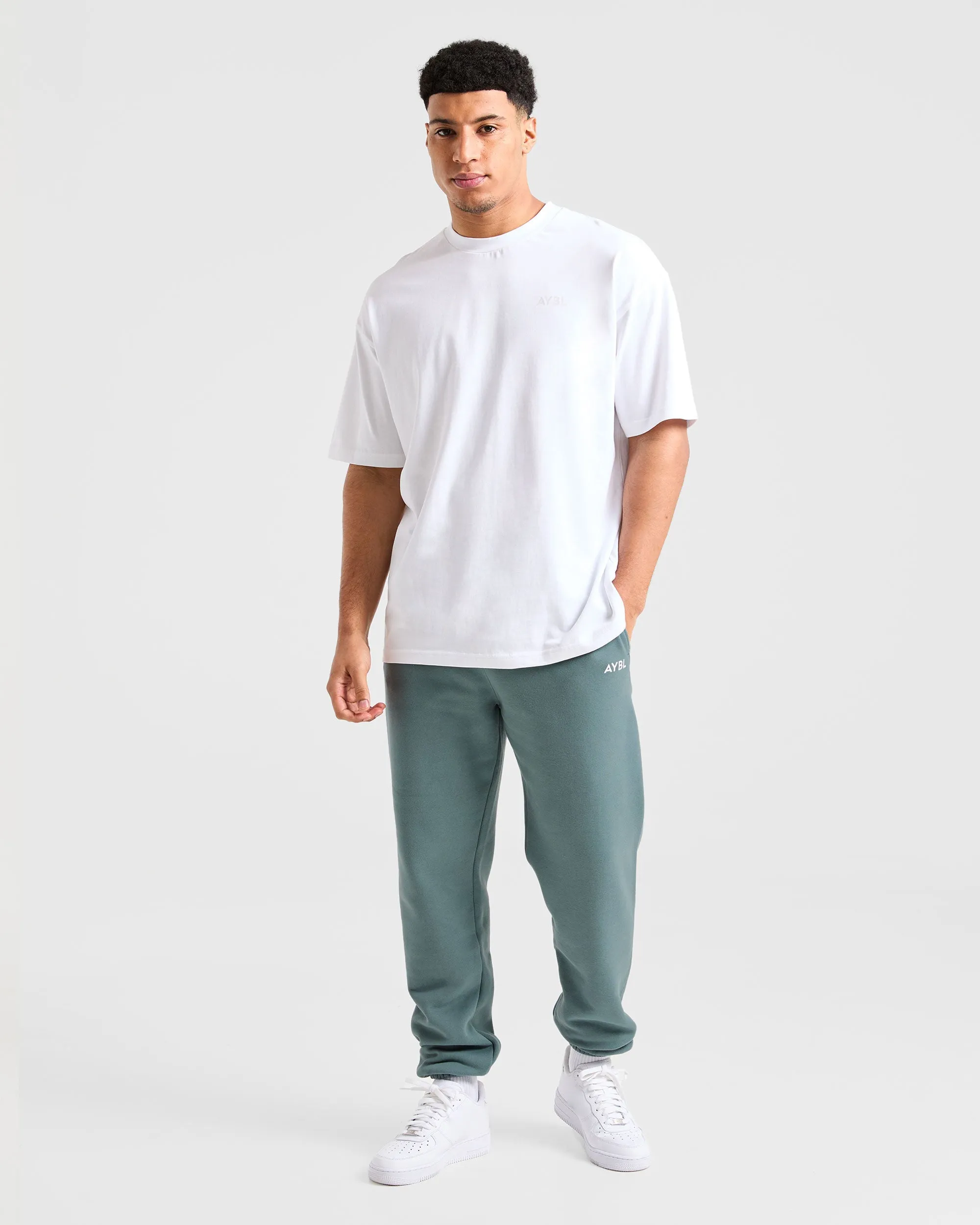 Hygienic Coating Office Wear Essential Oversized Joggers - Dusty Blue