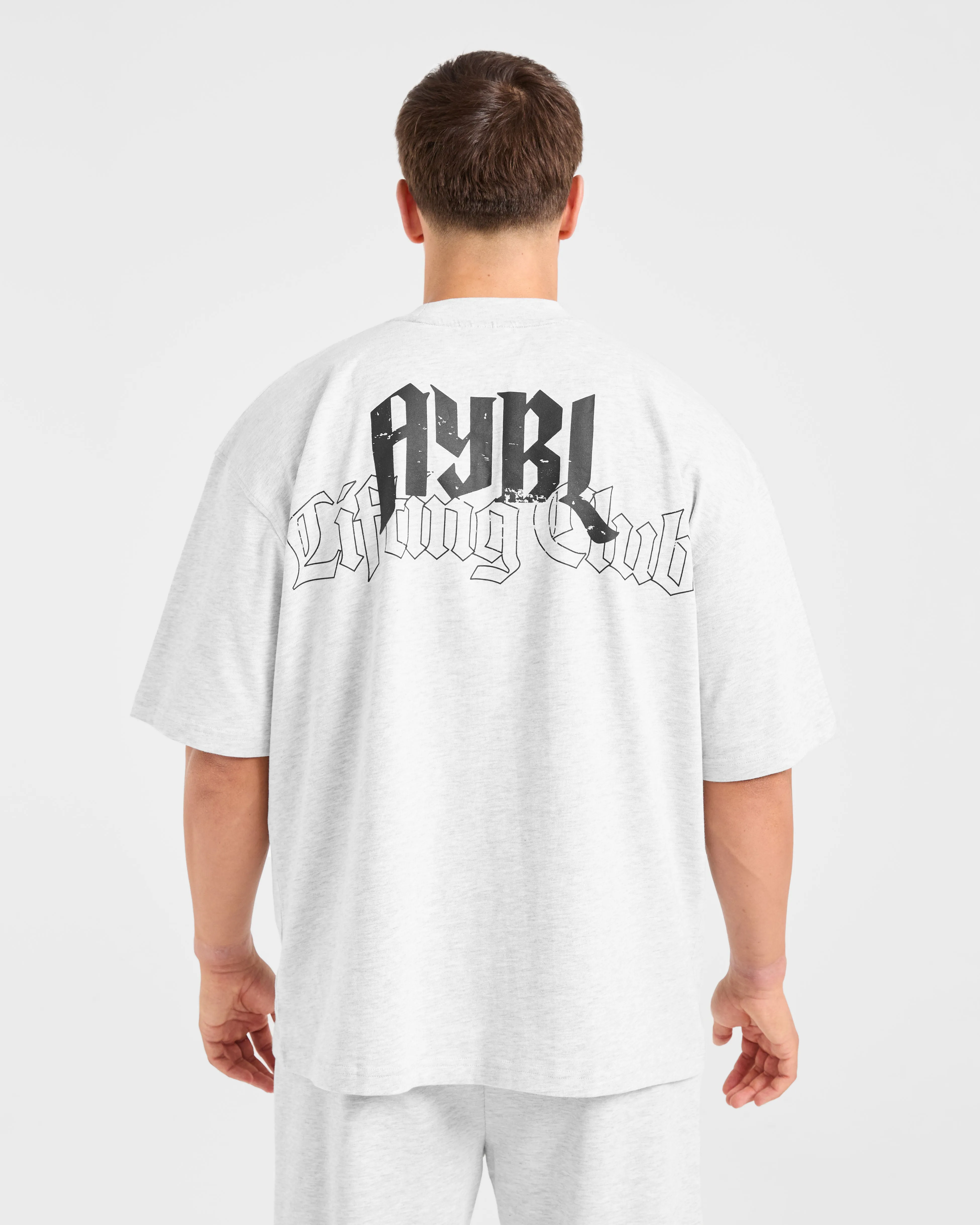 Lifting Club Gothic Oversized T Shirt - Grey Marl Polka Dot Pattern