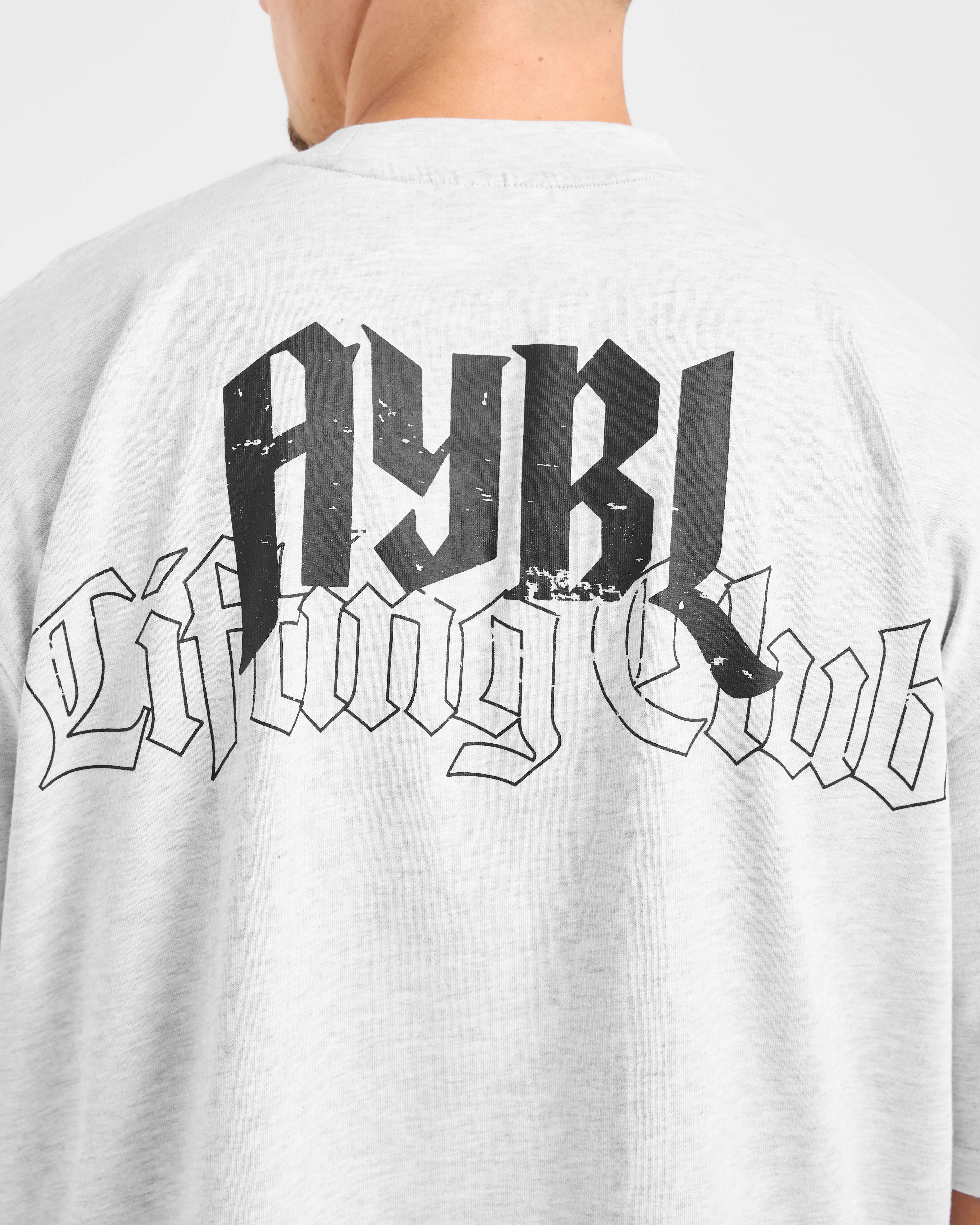 Lifting Club Gothic Oversized T Shirt - Grey Marl Ultra Soft Finish Floral freshness