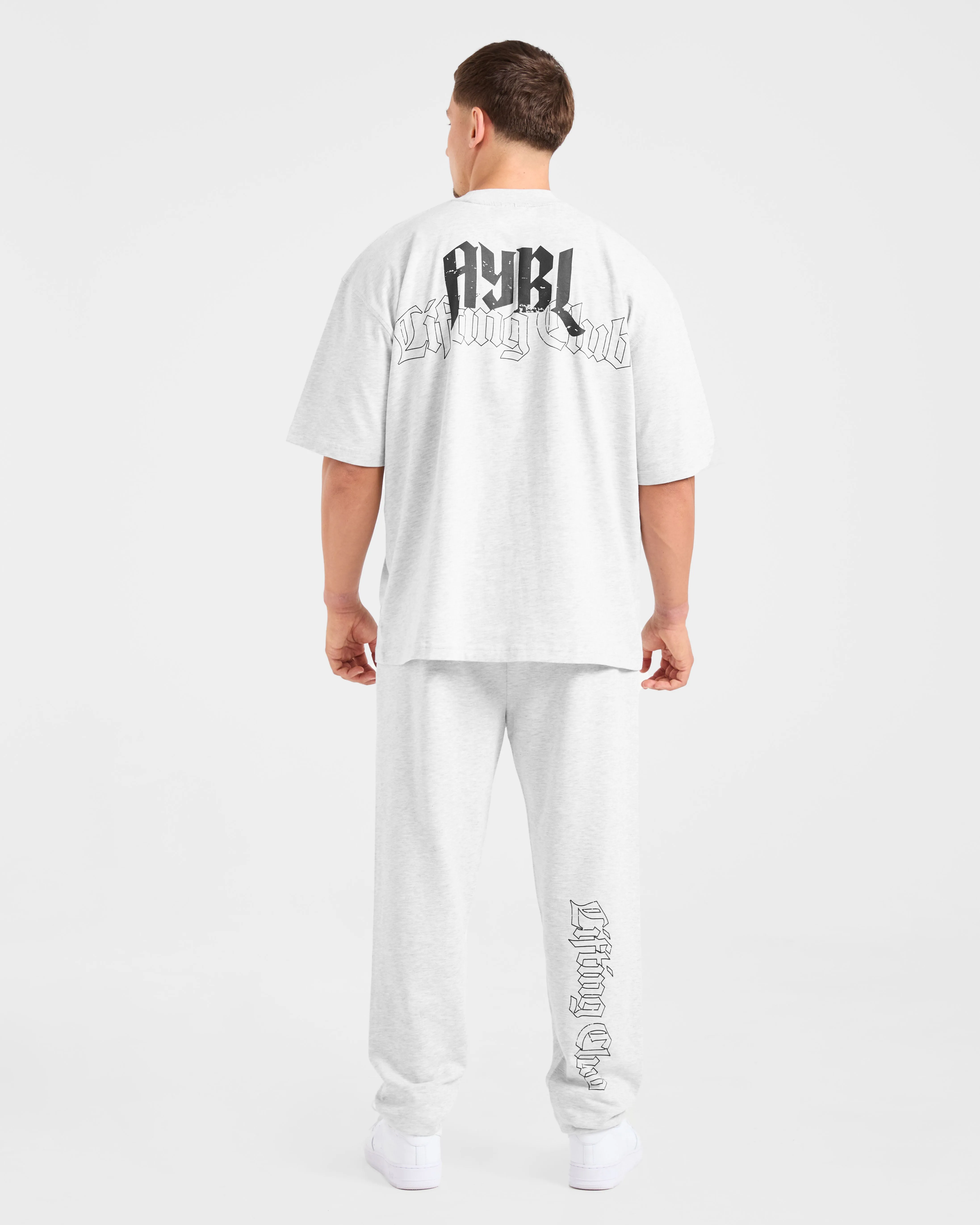 Lifting Club Gothic Oversized T Shirt - Grey Marl Minimalist purity