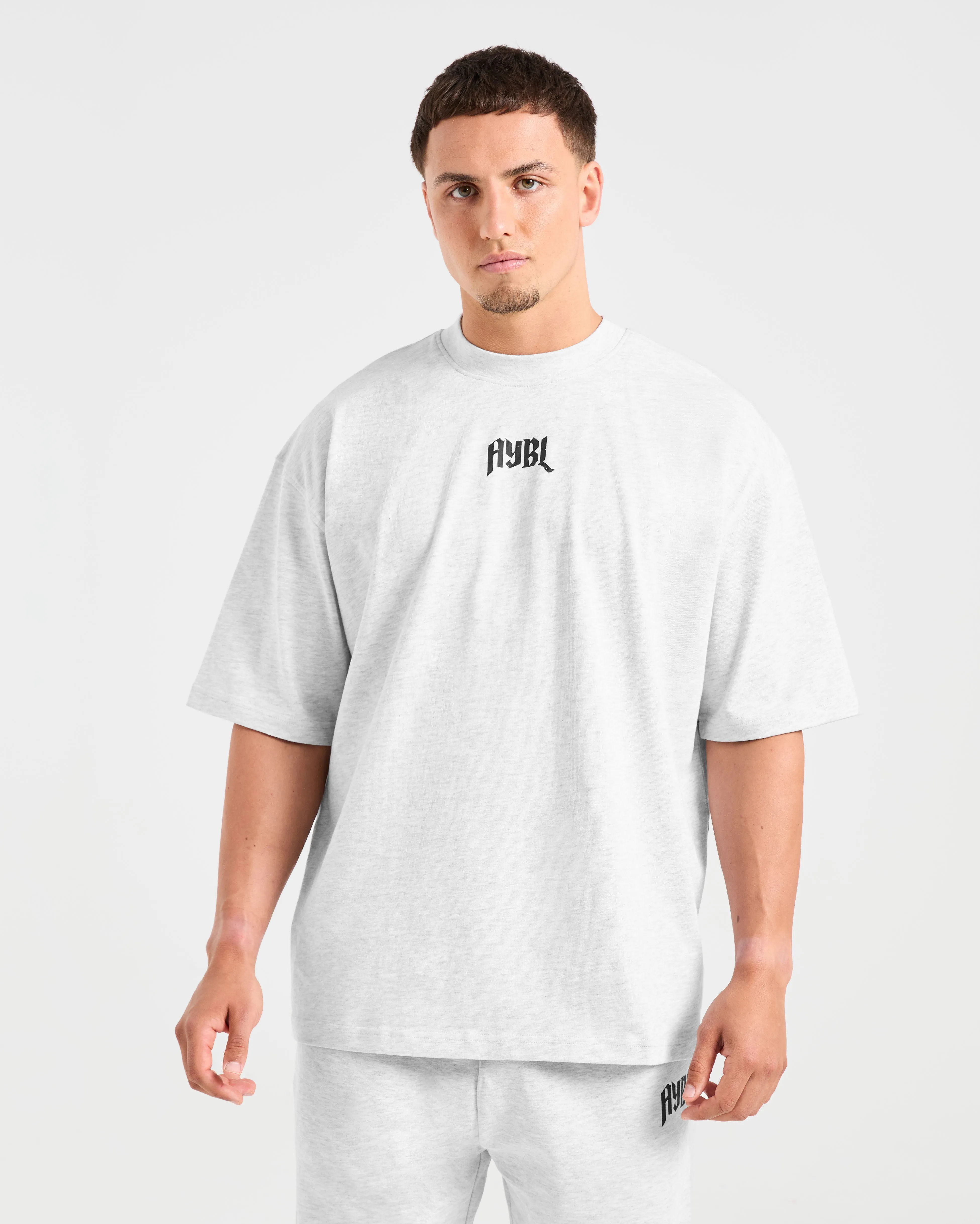 Fashionable Comfort Lifting Club Gothic Oversized T Shirt - Grey Marl