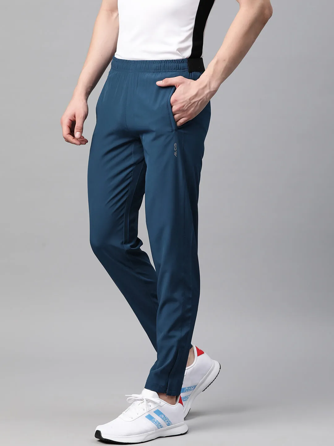 Dark wash RecycledMaterial Alcis Men Dry Tech Slim Fit Sports Track Pants with Reflective Detail