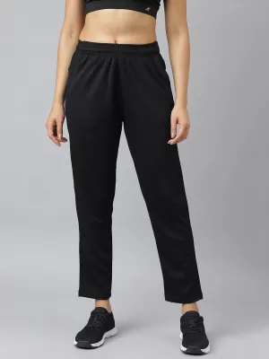 Alcis Women Black Anti-Static Soft-Touch Slim-Fit Running Track Pants Soft Brush Lining