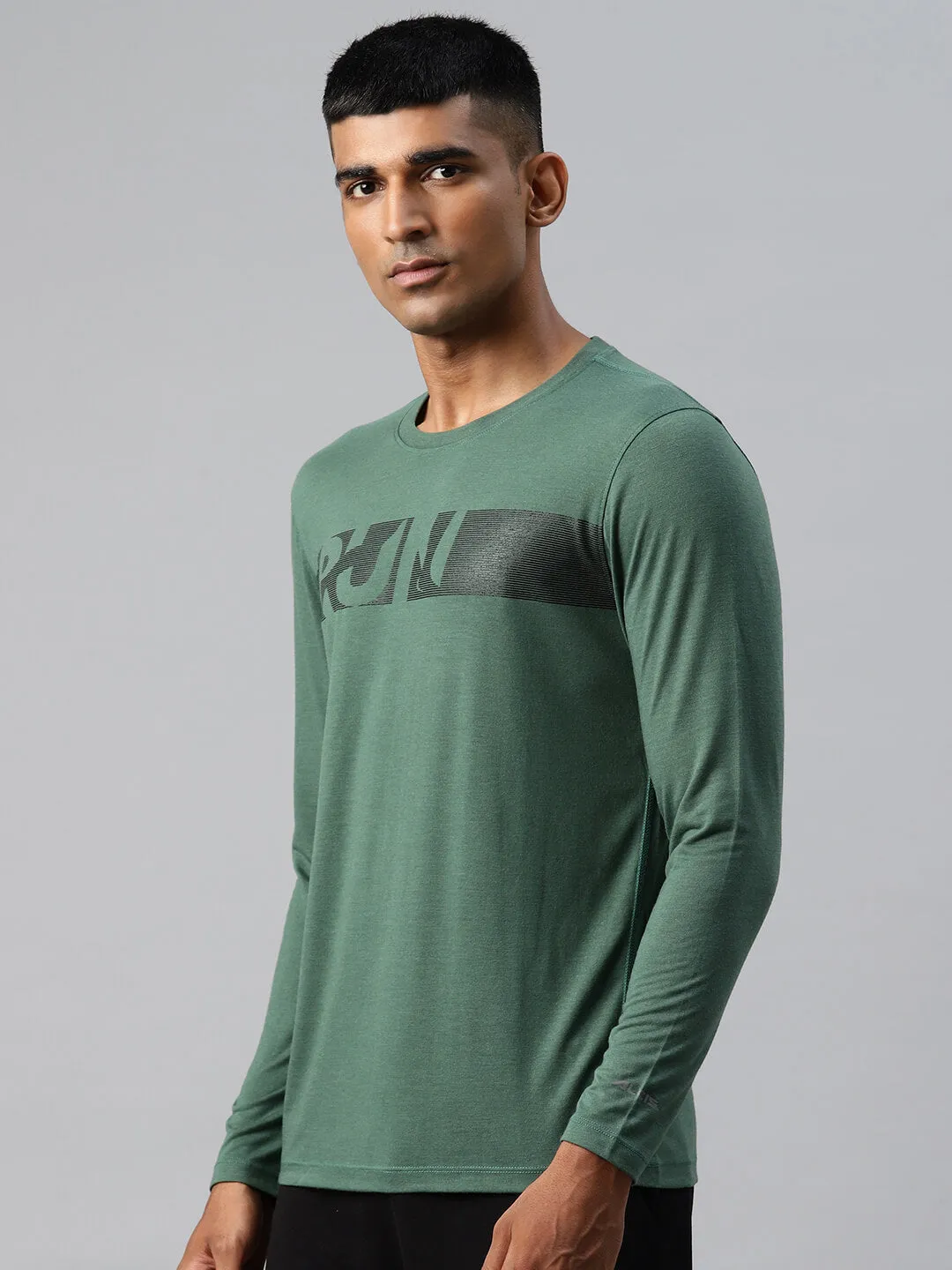 Alcis Men Typography Printed Sports T-shirt with Reflective Detail Leader Fit Family Style