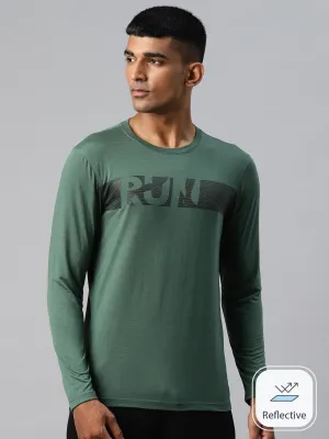 Alcis Men Typography Printed Sports T-shirt with Reflective Detail Strong Soul Shine Mood