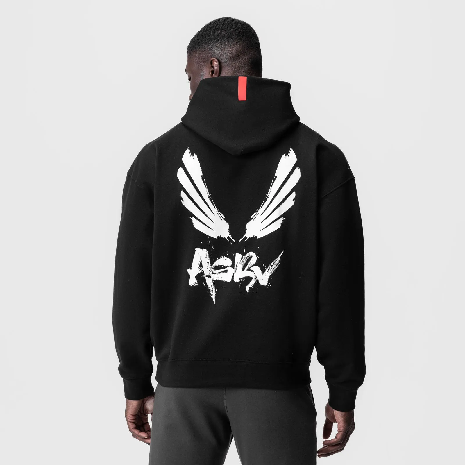 0874. Tech-Terry? Zip Pocket Hoodie - Black "Brush Wings/ASRV" Dual Pocket Configuration