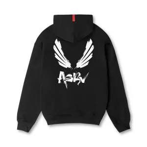 0874. Tech-Terry? Zip Pocket Hoodie - Black "Brush Wings/ASRV" Outdoor Street