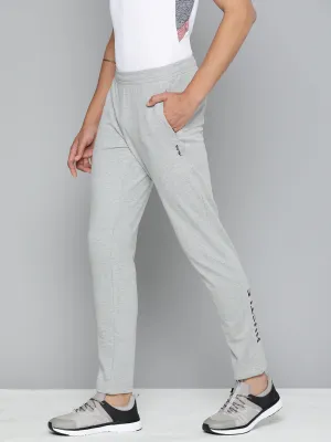 Abrasion resistant Double Needle Stitching Alcis Men Grey Melange Typography Printed Slim Fit Sports Track Pants