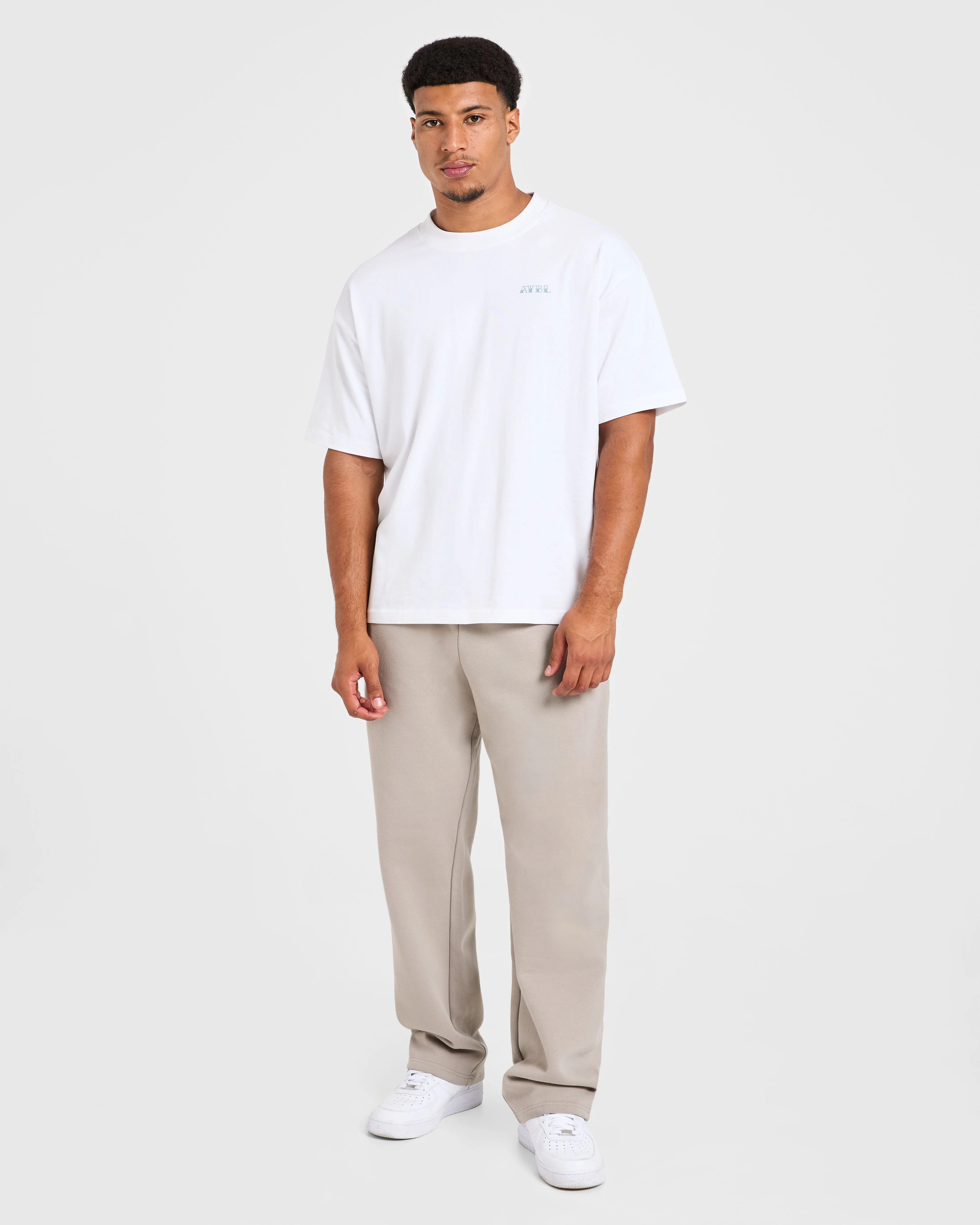 Non Slip Waist Grip Essential Oversized Straight Leg Joggers - Stone