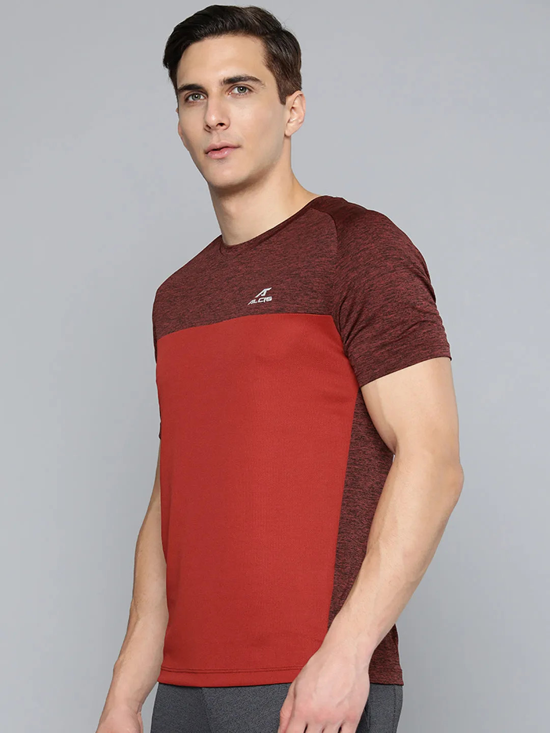 Focus Fit Alcis Men Maroon Slim Fit Running T-shirt