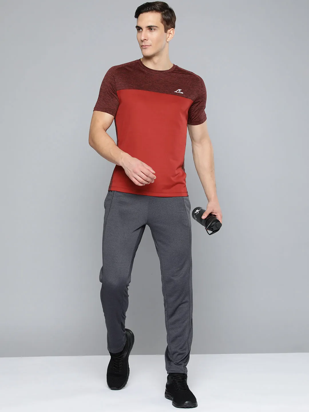 Alcis Men Maroon Slim Fit Running T-shirt AbrasionResistant Material