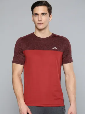Alcis Men Maroon Slim Fit Running T-shirt AdjustableWaistband QuickDry