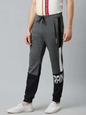 Fashion Forward Alcis Men Charcoal Grey & Black Slim Fit Colourblocked Joggers