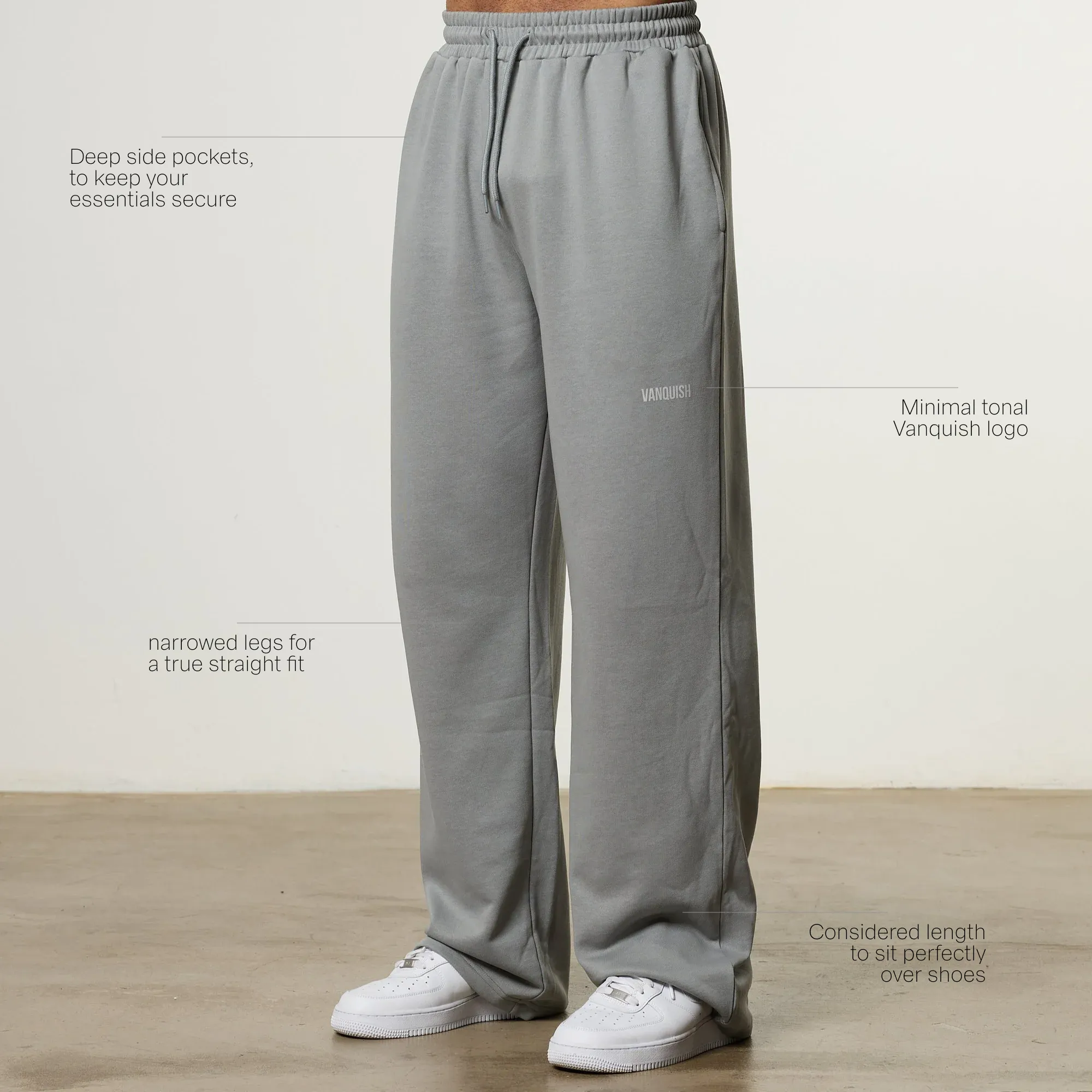 Vanquish Essential V2 Steel Grey Straight Leg Sweatpants Premium Quality