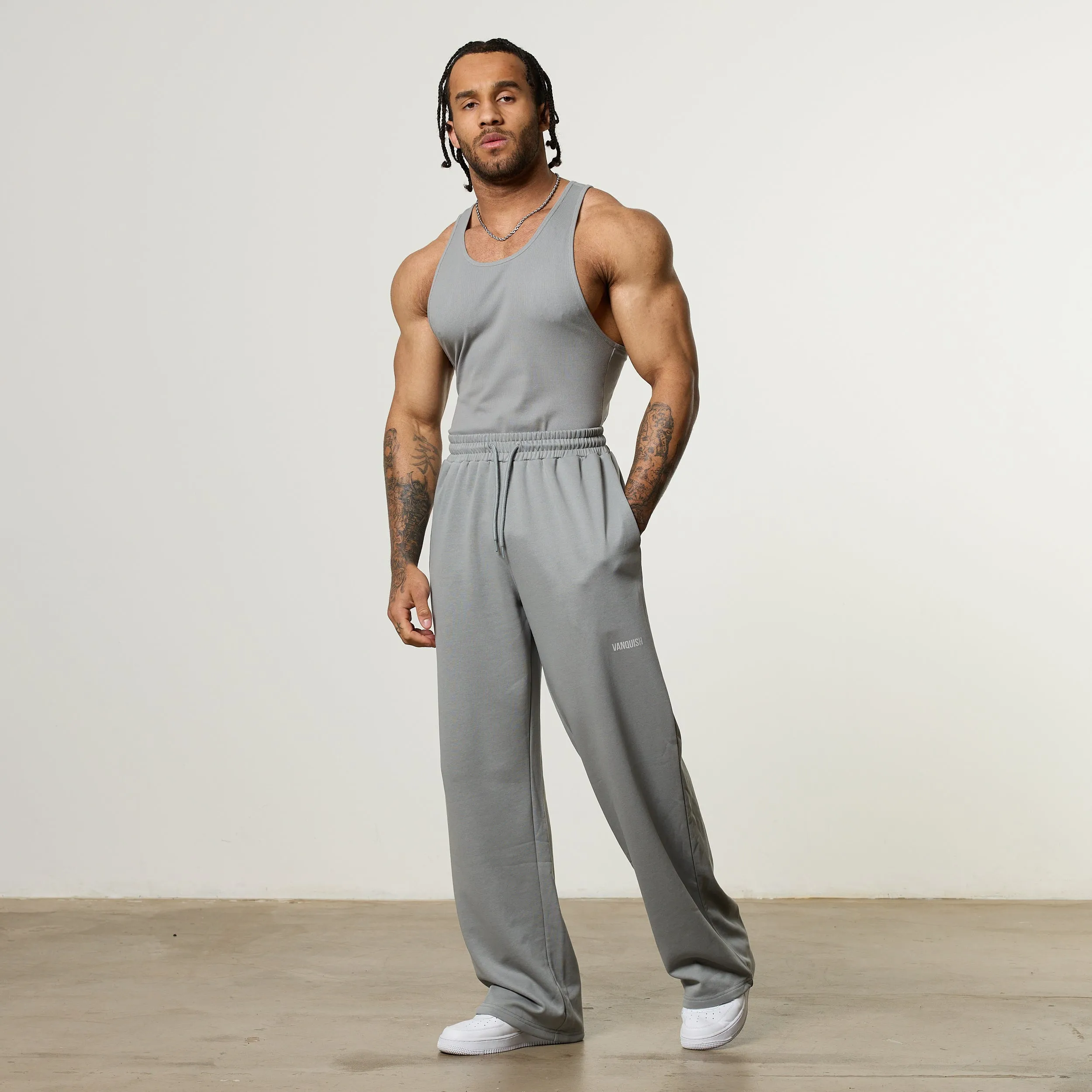 elastic waistband Vanquish Essential V2 Steel Grey Straight Leg Sweatpants