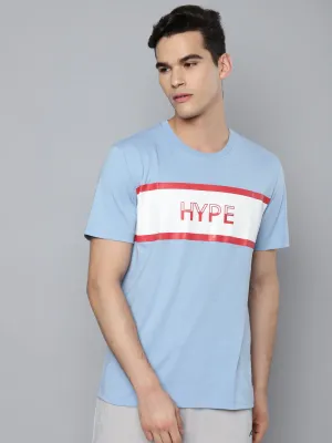 Alcis Men Blue White Colourblocked Slim Fit T-shirt Dream Feel