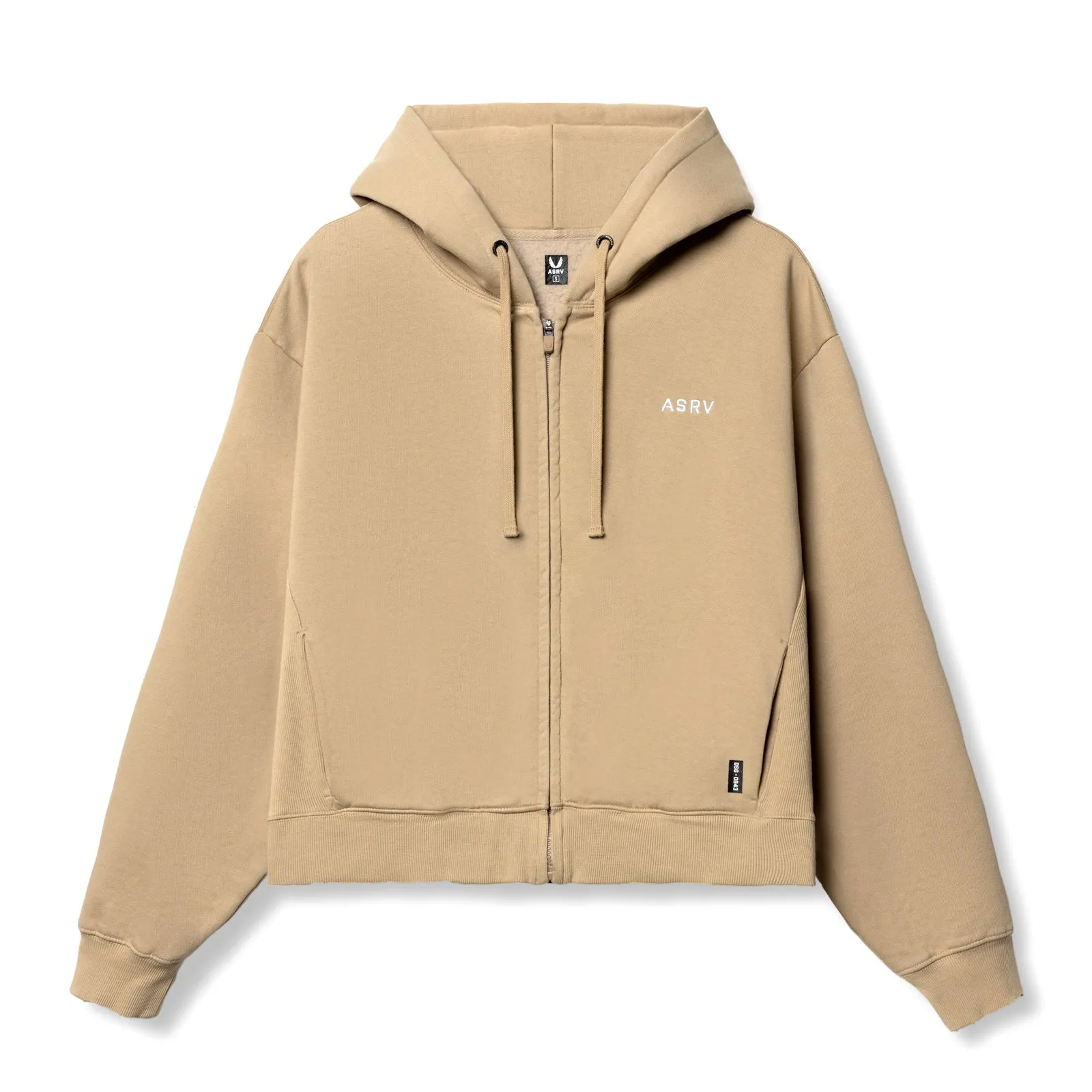 0843. Tech Essential? Distressed Full Zip Hoodie - Khaki Street Feel