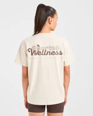 Soft Texture Sports Wellness Oversized T Shirt - Beige Low Profile Design
