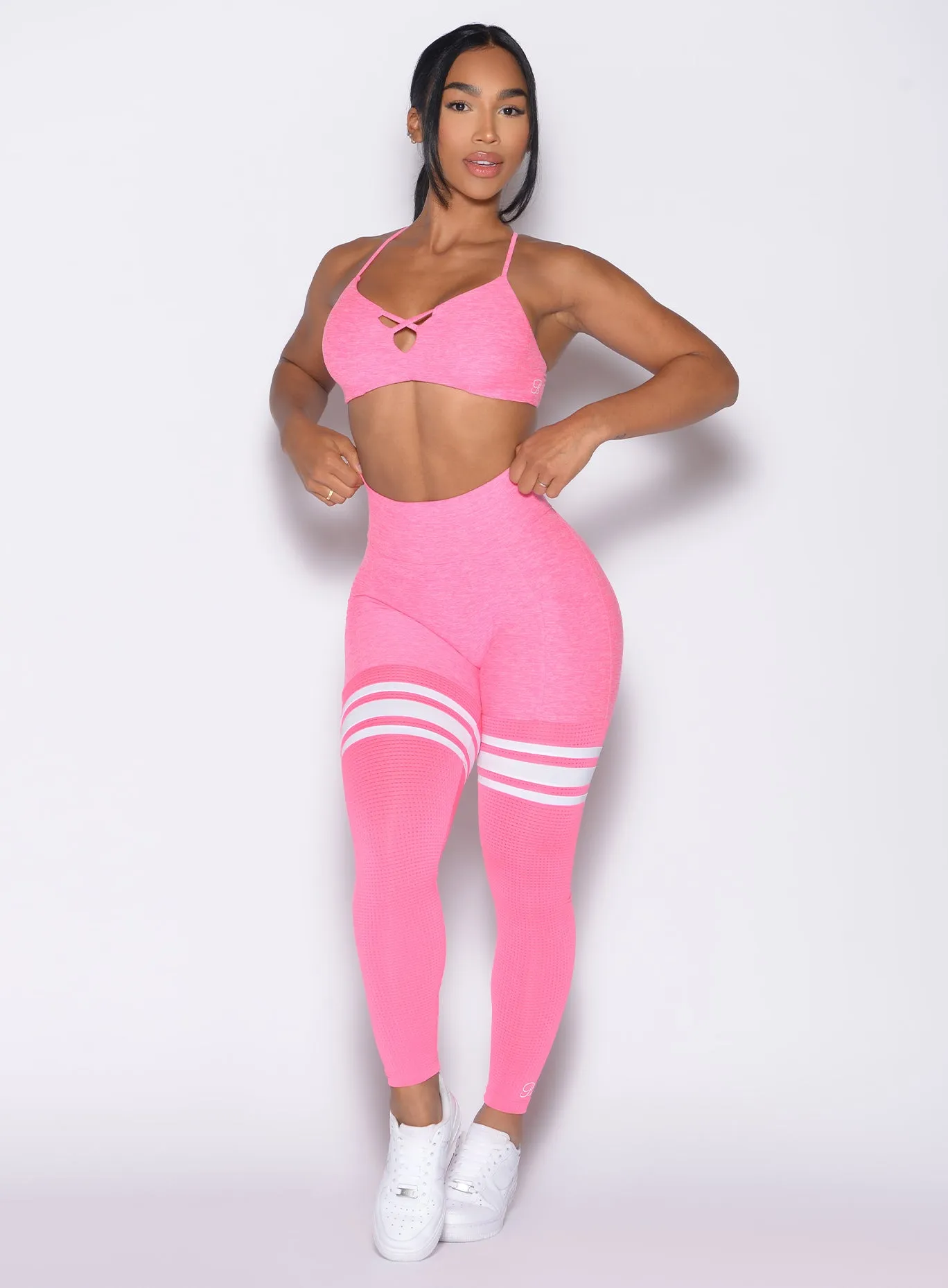 Travel Enthusiast Stretch Fit Bonded Seamless Edges Scrunch Thigh-Highs