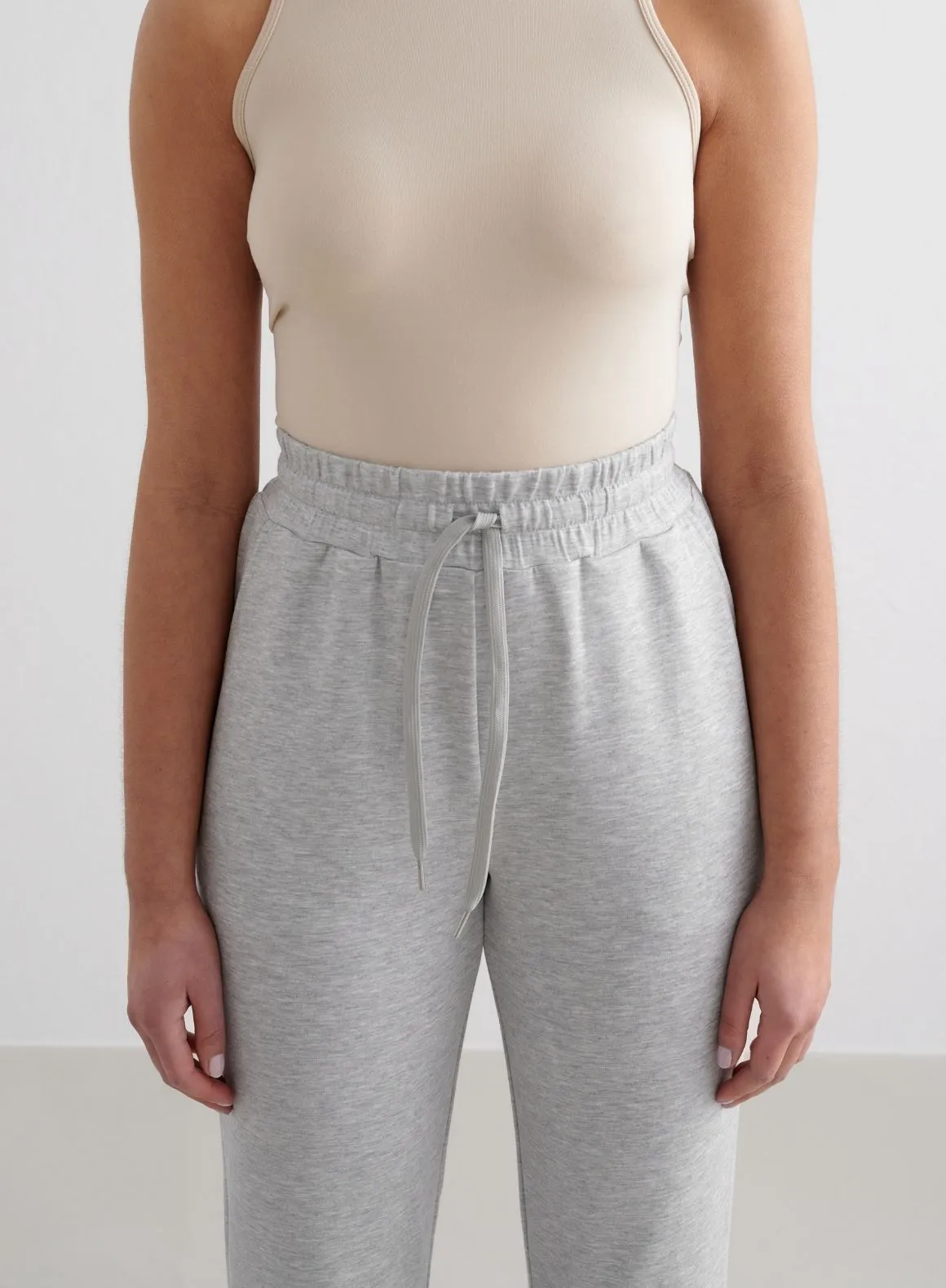 Soft Touch LowProfileTopstitching Light Grey Melange Comfy Modal Pants