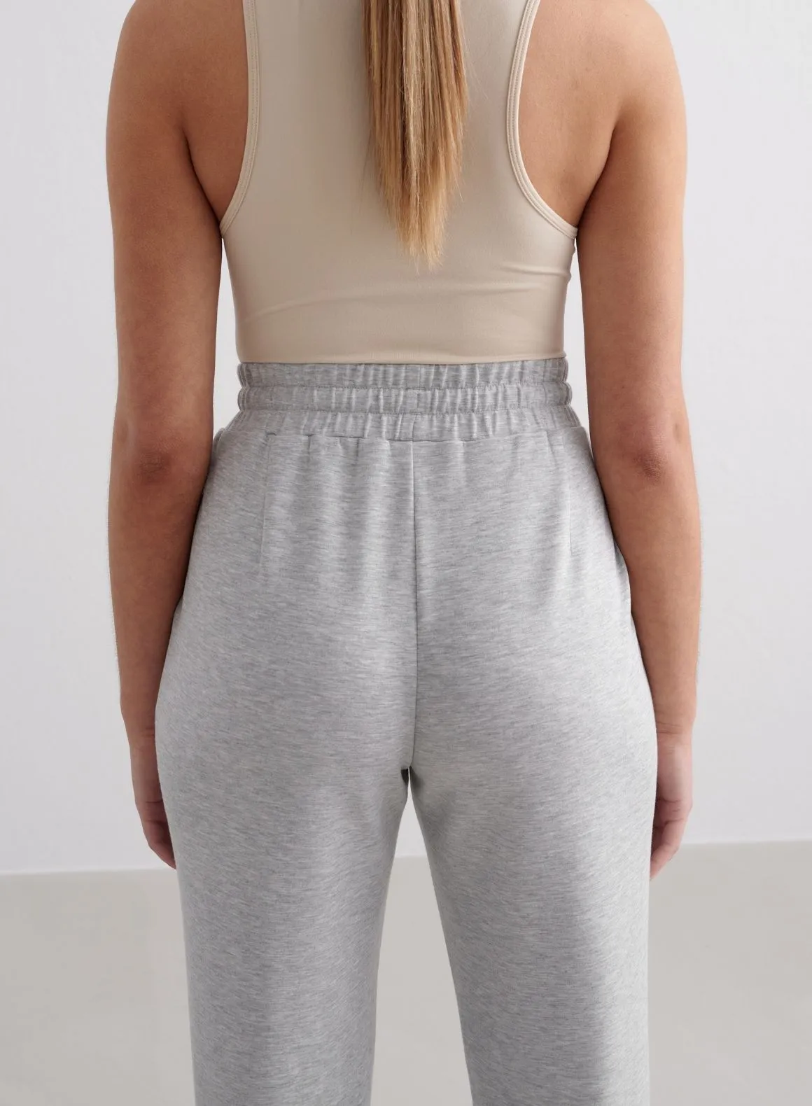 Light Grey Melange Comfy Modal Pants Functional Ease