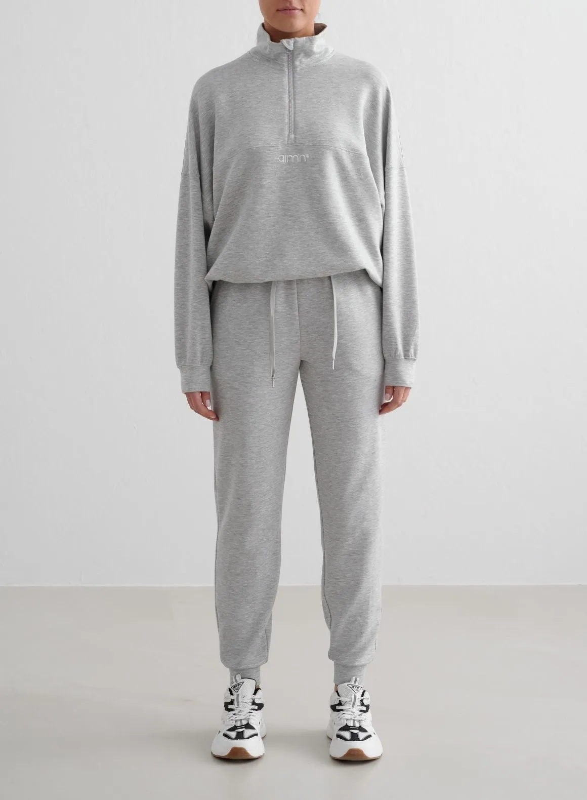 Light Grey Melange Comfy Modal Pants Noise Reduciting Fabric