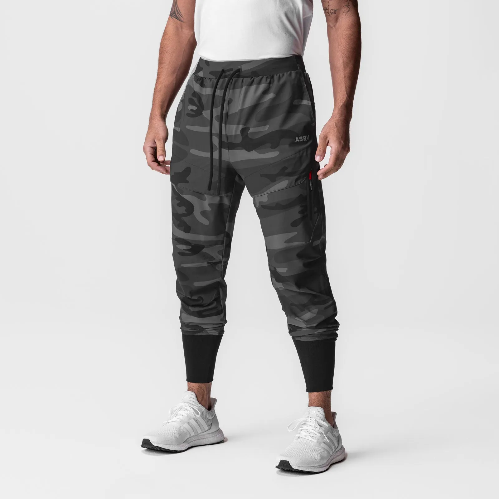 0690. Tetra-Lite? Tech High Rib Jogger - Black Camo Office Wear Cozy Stretch