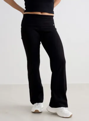 Black Ease Ribbed Petite Pants Functional Layer