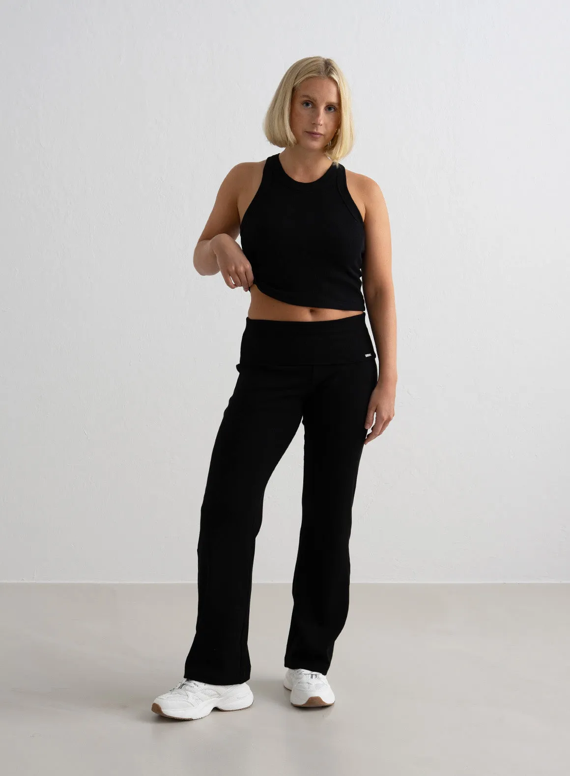 AntiSlipWaistband Urban Style Black Ease Ribbed Petite Pants