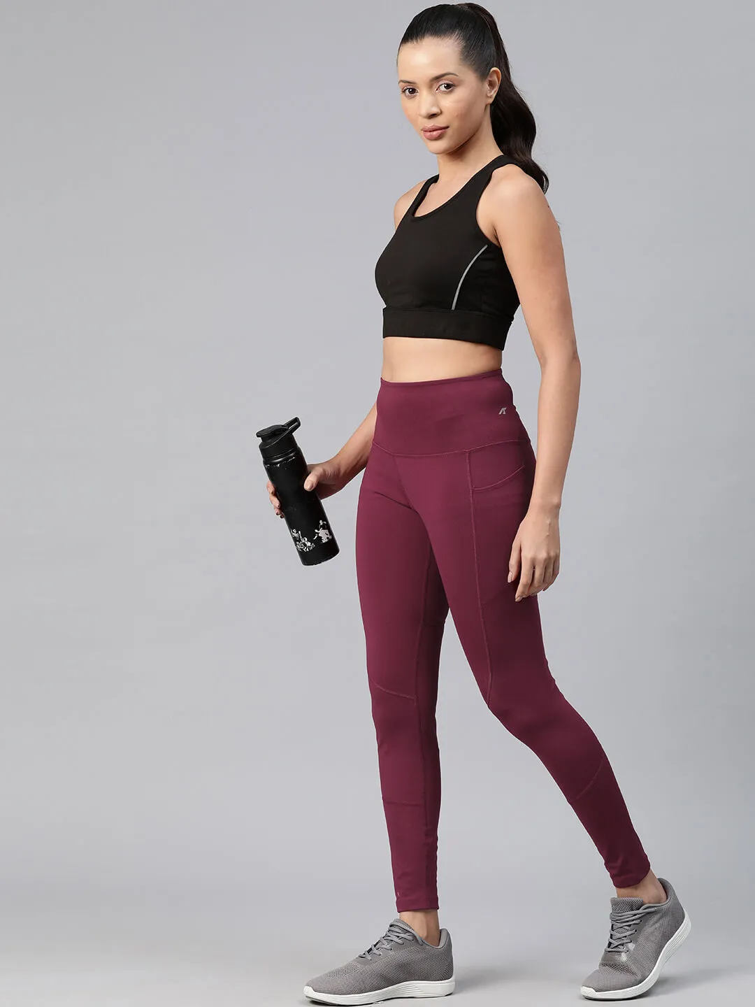 Alcis Women Solid Ankle Length Training Tights workday wear Dance Studio Mesh Panel
