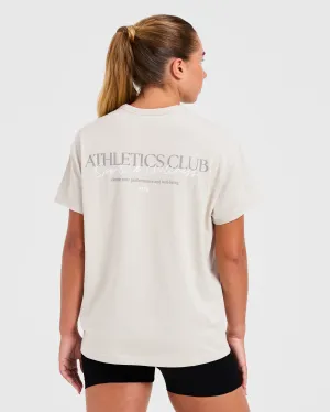 slim cut Athletics Club Oversized T Shirt - Taupe Beige Seamless Technology Durable Seams